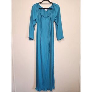 Sears Vintage Teal Accordion Pleat‎ Maxi Dress Gown Womens Size Medium
